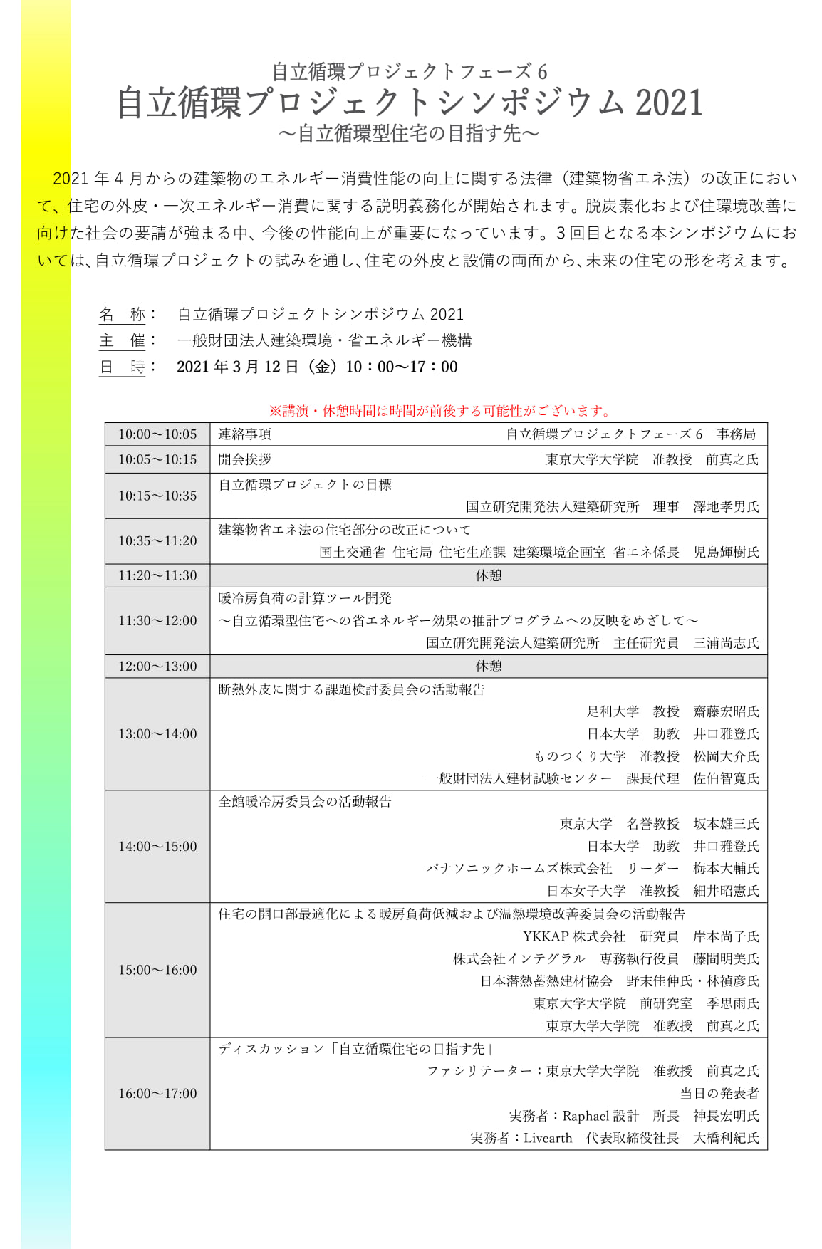 ⾃⽴循環プロジェクトシンポジウム2021